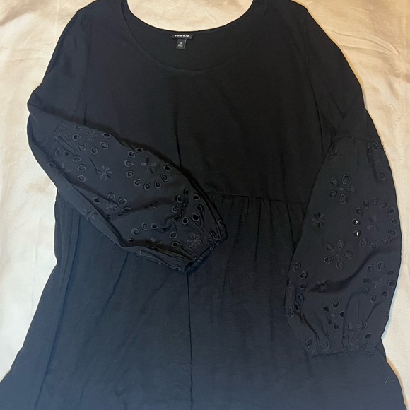 torrid Tops - Torrid 3X Black Eyelet Sleeve Babydoll Blouse - Cotton Blend